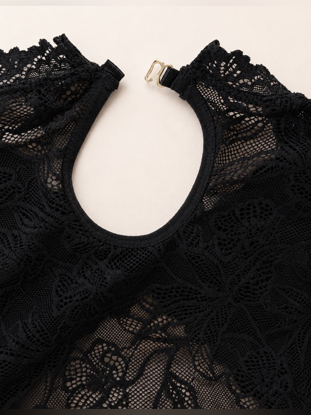 bebe Black Lace Mesh Underwire Bodysuit Keyhole Cutout S - Picture 7 of 11